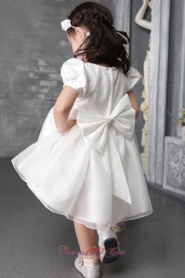 Short Sleeves Youngster Girl Dress Hand Made Flowers