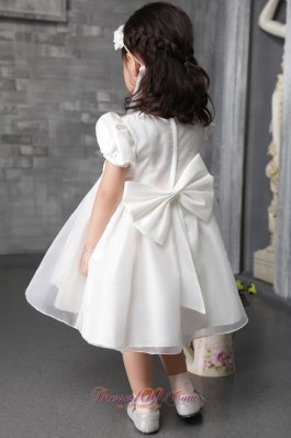 Short Sleeves Youngster Girl Dress Hand Made Flowers