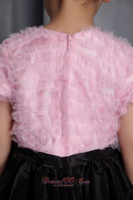 Ruffles Pink and Black Flower Girl Pageant Dress