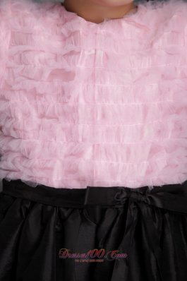 Ruffles Pink and Black Flower Girl Pageant Dress