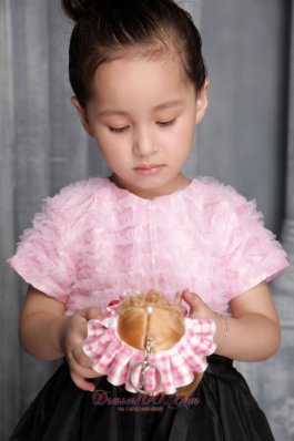 Ruffles Pink and Black Flower Girl Pageant Dress