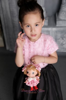 Ruffles Pink and Black Flower Girl Pageant Dress