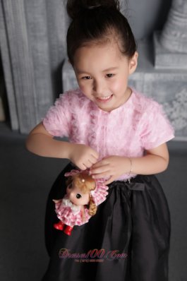 Ruffles Pink and Black Flower Girl Pageant Dress