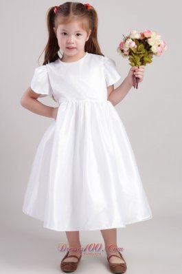 Sleeves Flower Girl Pageant Dresses Taffeta Scoop