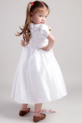 Sleeves Flower Girl Pageant Dresses Taffeta Scoop