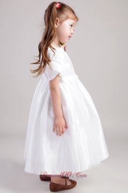 Sleeves Flower Girl Pageant Dresses Taffeta Scoop