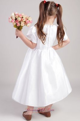 Sleeves Flower Girl Pageant Dresses Taffeta Scoop