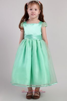 Apple Green Sash Flower Girl Pageant Dress Square