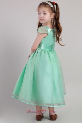 Apple Green Sash Flower Girl Pageant Dress Square