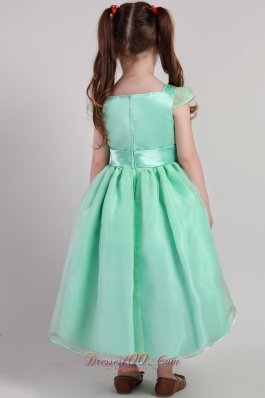 Apple Green Sash Flower Girl Pageant Dress Square