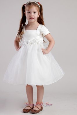 Organza Hand Made Flowers Square Little Girl Dress
