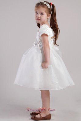 Organza Hand Made Flowers Square Little Girl Dress