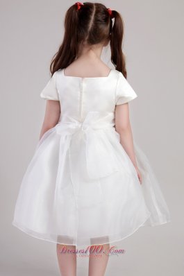 Organza Hand Made Flowers Square Little Girl Dress