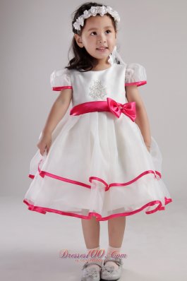 Beaded Bowknot Pageant Little Girl Dress Colored