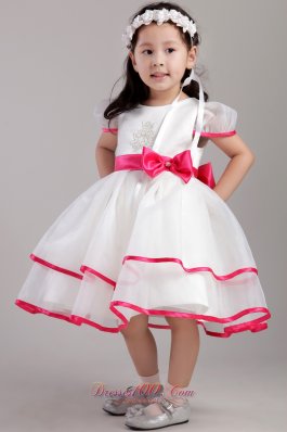 Beaded Bowknot Pageant Little Girl Dress Colored