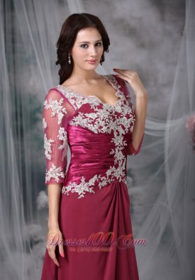 Red Appliques Wedding Mother Of Bride Dress Chiffon