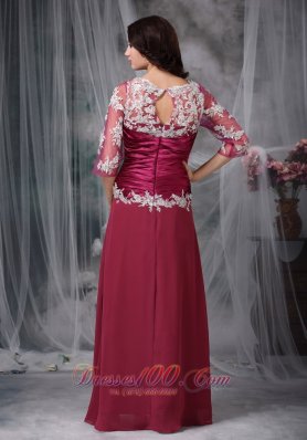 Red Appliques Wedding Mother Of Bride Dress Chiffon