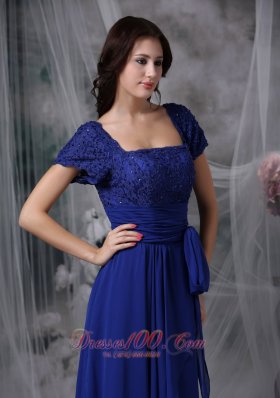 Beaded Chiffon Square Royal Blue Bridal Mother Dress