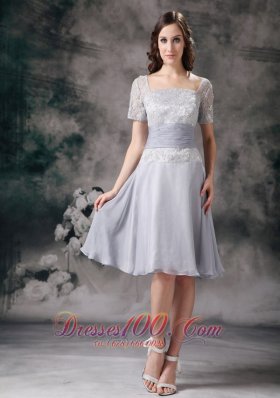Square Beaded Lace Short Mother Of Bride Dresses