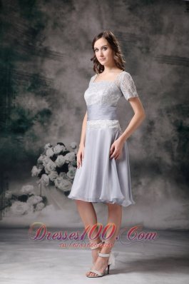 Square Beaded Lace Short Mother Of Bride Dresses