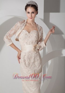 Appliques Belt Champagne Short Mother Dress Sweetheart