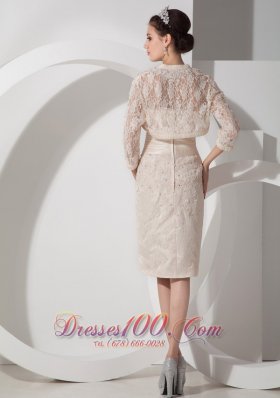 Appliques Belt Champagne Short Mother Dress Sweetheart