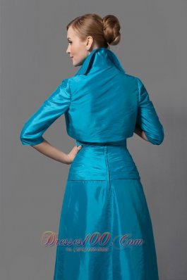 Teal Ruched Column Taffeta Mother Dress Jacket