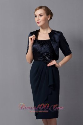 Black Sash Short Chiffon Mother Of The Bride Dress