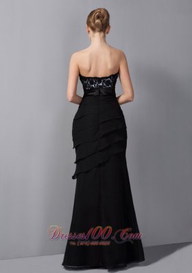 Black Appliques Chiffon Sash Mother Of The Bride Dress