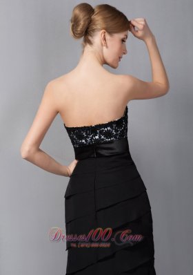 Black Appliques Chiffon Sash Mother Of The Bride Dress