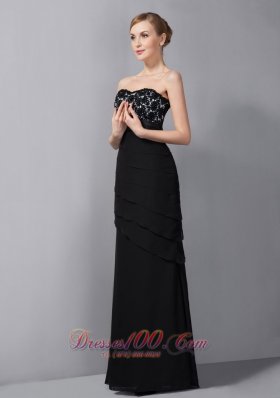 Black Appliques Chiffon Sash Mother Of The Bride Dress