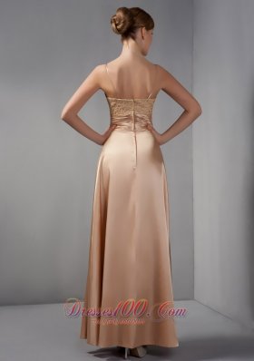 Appliques Satin Champagne Ankle-length Mother Dress