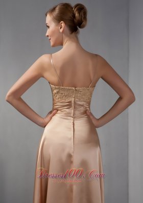 Appliques Satin Champagne Ankle-length Mother Dress