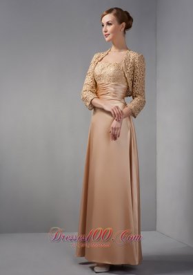 Appliques Satin Champagne Ankle-length Mother Dress