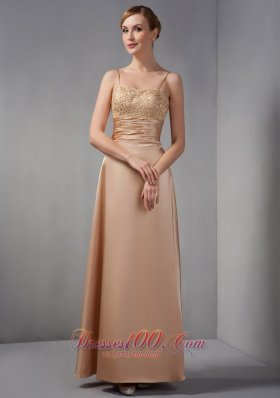 Appliques Satin Champagne Ankle-length Mother Dress