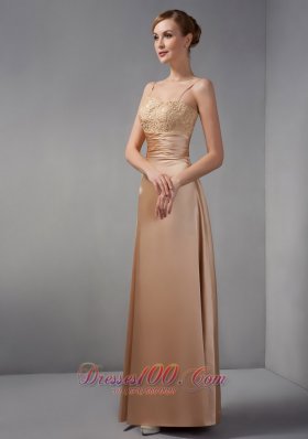 Appliques Satin Champagne Ankle-length Mother Dress