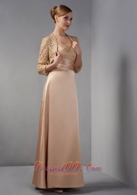 Appliques Satin Champagne Ankle-length Mother Dress