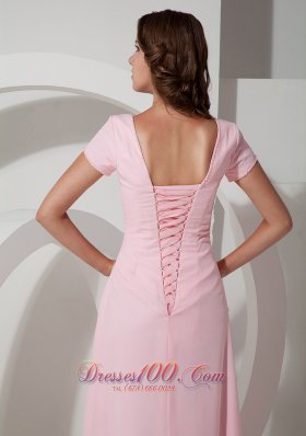 Ruffled Baby Pink Beaded Mother Of The Bride Dress