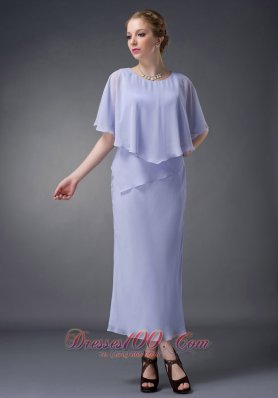 Ankle-length Lilac Scoop Chiffon Mother Of The Bride Dress