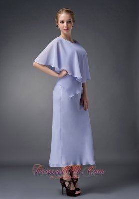 Ankle-length Lilac Scoop Chiffon Mother Of The Bride Dress