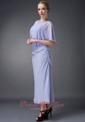 Ankle-length Lilac Scoop Chiffon Mother Of The Bride Dress