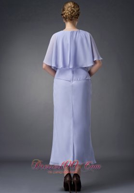 Ankle-length Lilac Scoop Chiffon Mother Of The Bride Dress