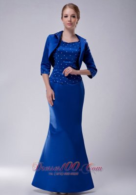 Scoop Beaded Royal Blue Blue Mother Dress