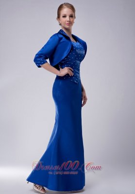 Scoop Beaded Royal Blue Blue Mother Dress