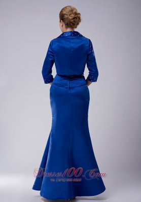 Scoop Beaded Royal Blue Blue Mother Dress