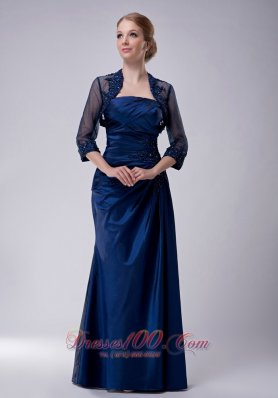 Navy Strapless Taffeta Mother Dress with Jacket
