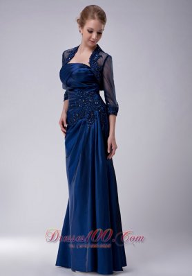 Navy Strapless Taffeta Mother Dress with Jacket