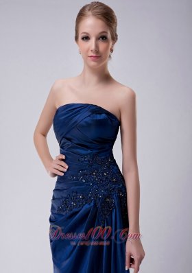 Navy Strapless Taffeta Mother Dress with Jacket