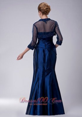 Navy Strapless Taffeta Mother Dress with Jacket