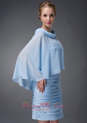 Baby Blue Knee-length Mother Of The Dress Column Scoop